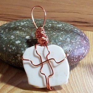 Ivory Jasper Copper Wrap Pendant